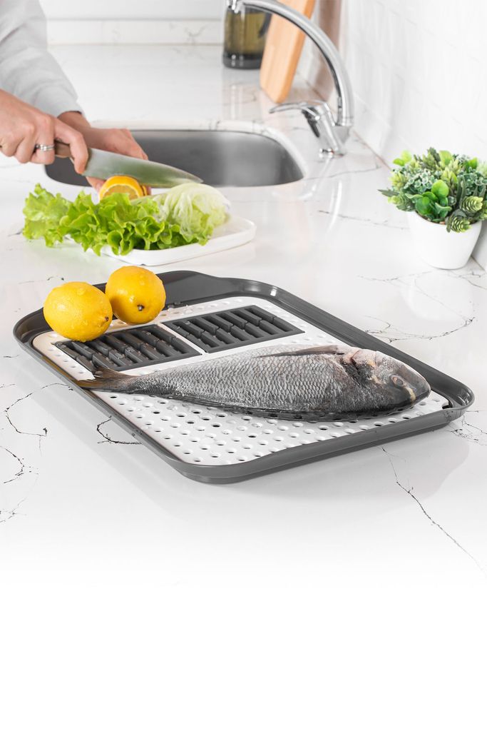 Műanyag edénycsöpögtető, fehér, szürke - TAPISHKA - Butopêa termék 2. képe